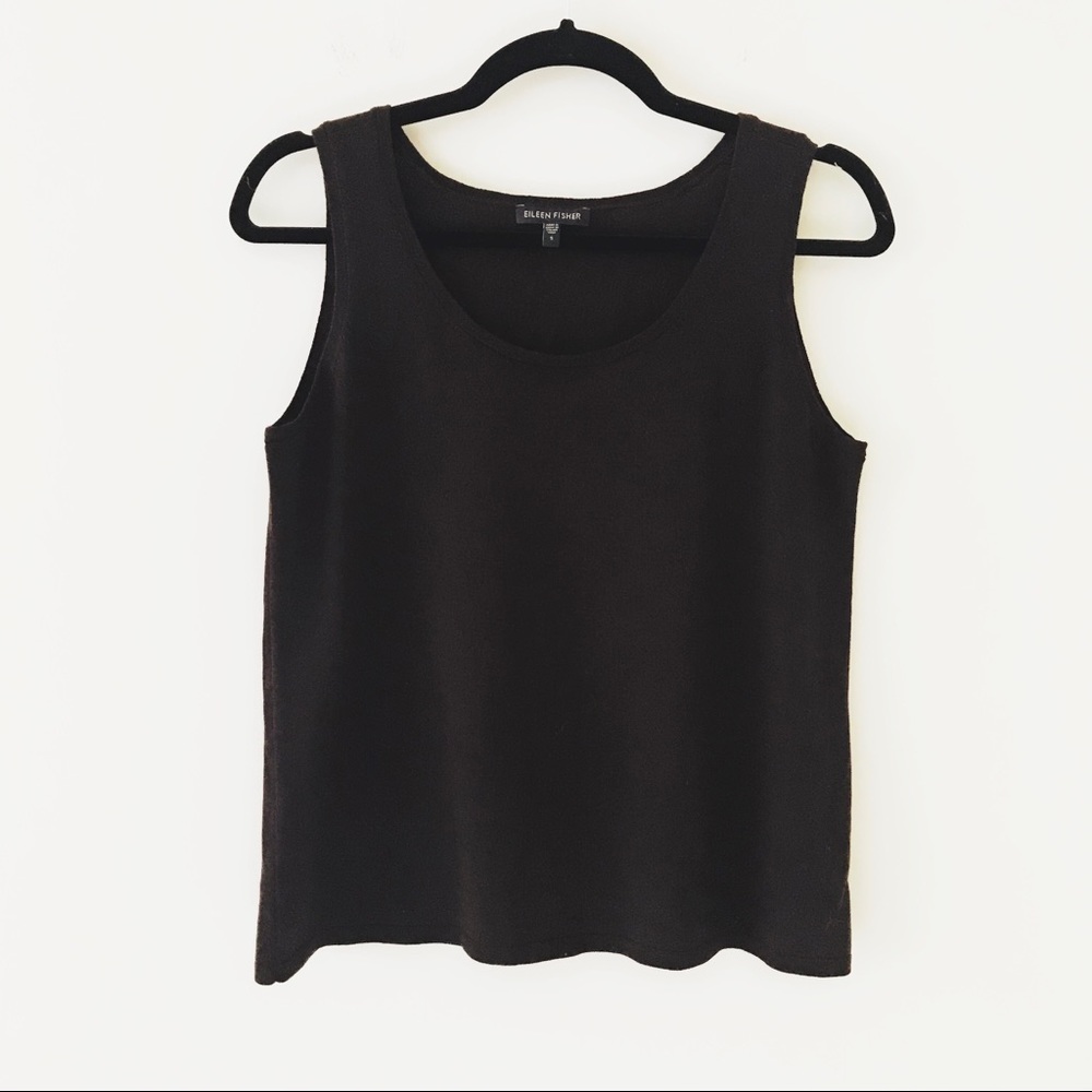 EILEEN FISHER Brown Scoopneck Wool Tank Top